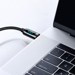 Baseus USB-C – USB-C kábel kijelzővel 100W 2m fekete (CATSK-C01)