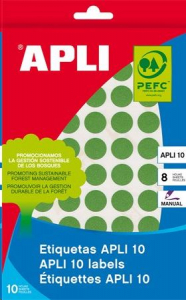 APLI 16 mm kör, kézzel írható etikett, zöld 432 darab (LCA2741)