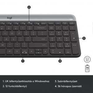 Logitech MK470 vezeték nélküli US billentyűzet + optikai egér (920-009204)