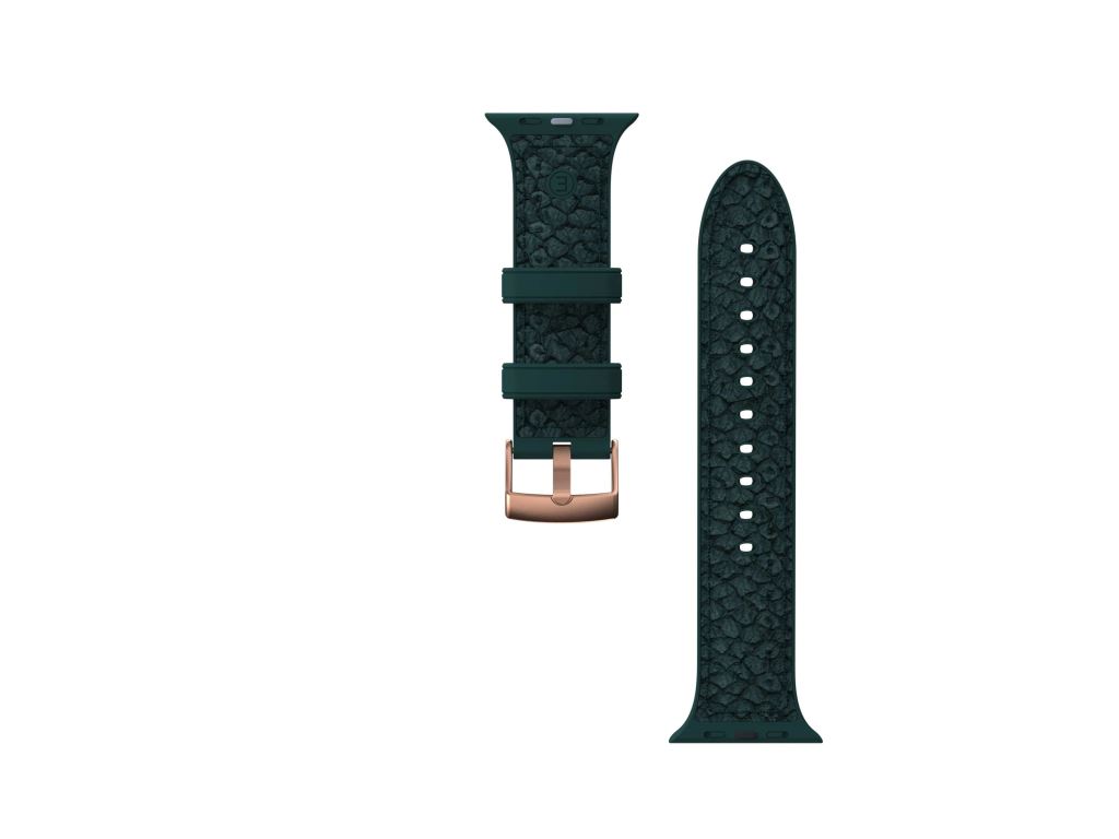 Njord byELEMENTS Salmon Leather Apple Watch 1-7,SE 44/45mm szíj Jörd - sötétzöld (SL14122)