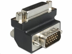 Delock 65425 DVI 24+5 pin female > VGA 15 pin male 90° hajlított adapter