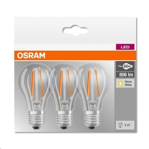 Osram BASE Clas LED f&eacute;nyforr&aacute;s E27 6.5W K&ouml;rte hideg feh&eacute;r filament (3db) (4058075819535)