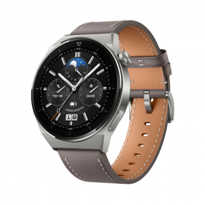 Huawei Watch GT 3 Pro Titanium okosóra, Titánium óratok, szürke bőr szíj (55028467)