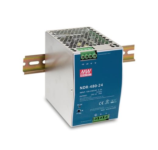Mean Well DIN sínre szerelhető kapcsolóüzemű tápegység 480W 24VDC (NDR-480-24)