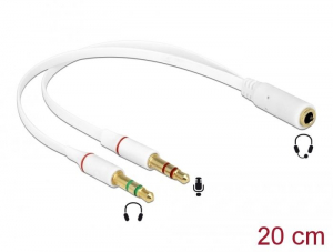 Delock 65585 Headset Adapter 1 x 3.5 mm 4 pin Stereo jack anya > 2 x 3.5 mm 3 pin Stereo jack apa (iPhone)