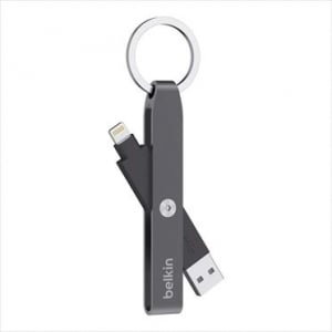 Belkin MIXIT Lightning-USB adat/töltőkábel-kulcstartó szürke  (F8J172btGRY)