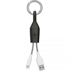 Belkin MIXIT Lightning-USB Clip adat/töltőkábel-kulcstartó fekete  (F8J173bt06INBLK)