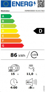 Electrolux ESM89300SX szabadonálló mosogatógép