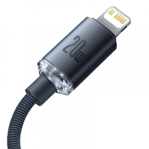 Baseus Crystal USB-C - Lightning kábel 20W PD 1.2m fekete (CAJY000201)