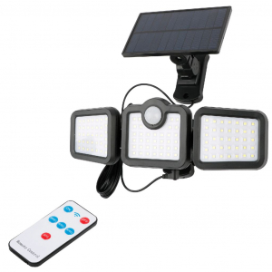 Entac napelemes fali lámpa LED 15W SMD 3 fejjel PIR-rel levehető mozgásérzékelővel (ESL3H-SMD-RS)