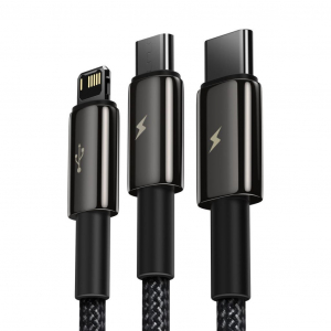 Baseus Tungsten Gold 3az1-ben USB-A --> USB-mikro/USB-C/Lightning 3,5 A 1.5m fekete (CAMLTWJ-01)