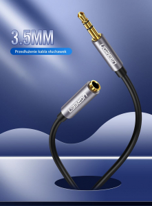 UGREEN AUX jack audio hosszabbító kábel 3.5mm 1m fekete-szürke (10592)