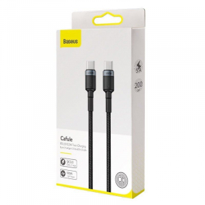 Baseus Cafule USB-C - USB-C kábel QC 3.0 2m szürke-fekete (CATKLF-ALG1)