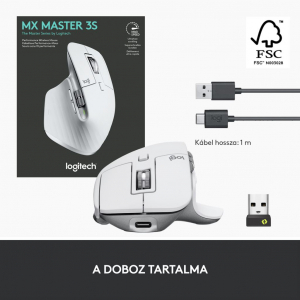 Logitech MX MASTER 3S vezeték nélküli bluetooth egér Pale Grey (910-006560)