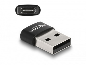 Delock USB 2.0 adapter A-t&iacute;pus&uacute; USB apa - USB Type-C anya fekete (60002)