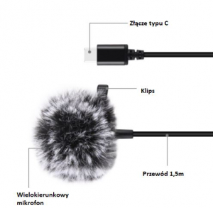 Puluz csiptethető mikrofon USB-C 1,5 m(PU425)