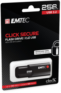 Pen Drive 256GB Emtec Click Secure B120 USB 3.2 (ECMMD256GB123)