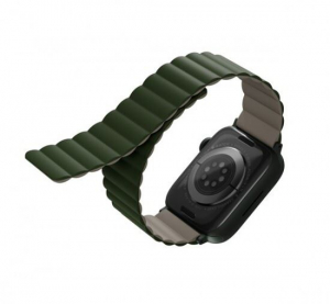 Uniq Revix mágneses szilikon szíj Apple Watch 42/44/45mm, zöld/taupe (UNIQ-45MM-REVGRNTPE)