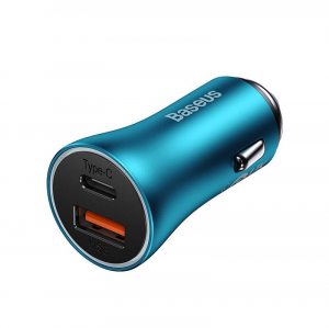 Baseus Golden Contactor Max autós töltő USB + USB-C 60W kék (CGJM000103)