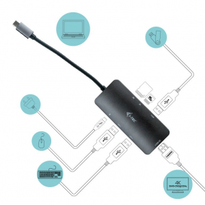 i-tec USB-C Metal Nano Dock 4K HDMI + Power Delivery 60 W dokkoló állomás szürke (C31NANODOCKPD)