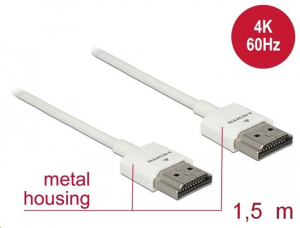 Delock HDMI-kábel Ethernettel - HDMI-A-csatlakozódugó > HDMI-A-csatlakozódugó, 3D, 4K, 1,5 m, vékony (85126)