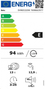 Beko DVN05320W mosogatógép fehér