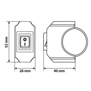 Lampa kormánykiflire szerelhető vízálló kapcsoló 12V/6A (0190462)