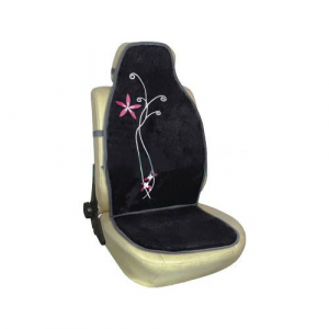 Homasita 56CS1340 Fekete ülésvédő párban hímzett virágmintával