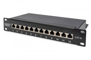 Digitus DN-91612S-EA patch panel 12 port 1U 10" CAT 6a árnyékolt fekete