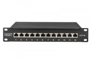 Digitus DN-91612S-EA patch panel 12 port 1U 10" CAT 6a árnyékolt fekete