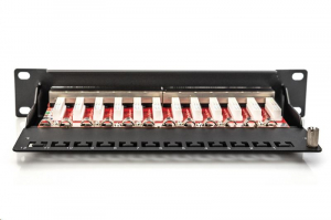 Digitus DN-91612S-EA patch panel 12 port 1U 10" CAT 6a árnyékolt fekete