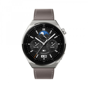 Huawei Watch GT 3 Pro Titanium okosóra, Titánium óratok, szürke bőr szíj (55028467)