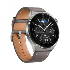 Huawei Watch GT 3 Pro Titanium okosóra, Titánium óratok, szürke bőr szíj (55028467)