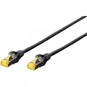 RJ45 Hálózat Csatlakozókábel CAT 6A S/FTP 1.00 m Fekete Halogénmentes, sodort érpár, Védővel, Lángálló Digitus