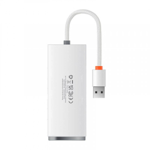 Baseus Lite Series 4 az 1-ben USB - 4x USB 3.0 hub 25 cm fehér (WKQX030002)