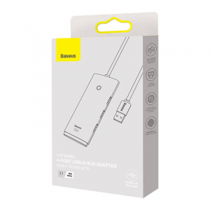 Baseus Lite Series 4 az 1-ben USB - 4x USB 3.0 hub 25 cm fehér (WKQX030002)
