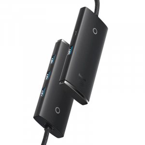Baseus Lite Series 4 az 1-ben USB - 4x USB 3.0 hub 2m fekete (WKQX030201)