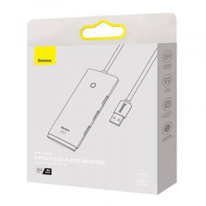 Baseus Lite Series 4 az 1-ben USB - 4x USB 3.0 hub 2m fekete (WKQX030201)