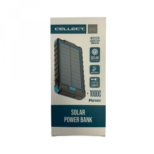 Cellect Solar Power Bank 10000mAh fekete-kék (CEL-PBANKMQP32B-BKBL)