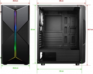 Spirit Of Gamer Clone 3 RGB t&aacute;p n&eacute;lk&uuml;li ablakos h&aacute;z fekete (8001RA)