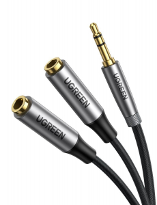 UGREEN AUX audio elosztó 3,5 mm-es jack kábel 20cm szürke (50253)