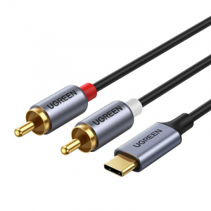 UGREEN CM451 USB-C -->  2x RCA (Cinch) 1.5m fekete (20193)