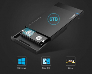 UGREEN US221 2.5 HDD / SSD külső ház SATA USB 3.0 + USB-C - USB-C 3.1 fekete (60735)