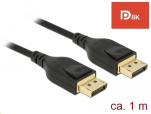 Delock DisplayPort kábel 8K 60 Hz 1 m DP 8K tanúsítvánnyal (85658)