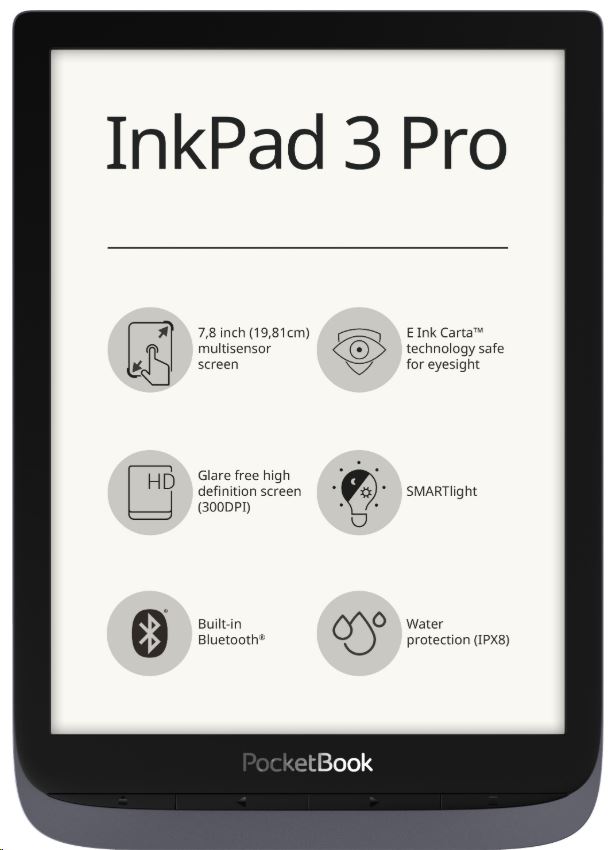 PocketBook Inkpad 3 Pro PB740 7.8" 16GB E-Book olvasó metálszürke (PB740-2-J-WW)