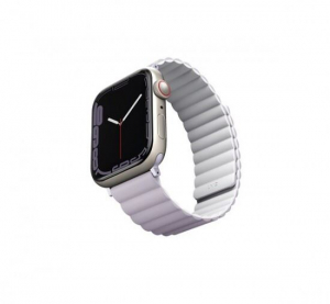 Uniq Revix Apple Watch 42/44/45mm mágneses szilikon szíj lila fehér (UNIQ-45MM-REVLILWHT)