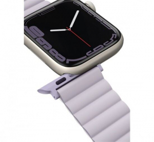 Uniq Revix Apple Watch 42/44/45mm mágneses szilikon szíj lila fehér (UNIQ-45MM-REVLILWHT)