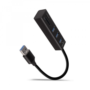 Axagon HMA-CR3A 3 portos USB3.2 Gen 1 hub kártyaolvasóval fekete