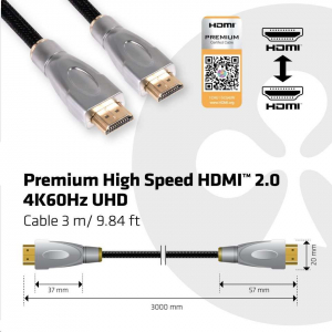 CLUB3D HDMI 2.0 - HDMI 2.0 prémium 4K60Hz kábel, 3m (CAC-1310)