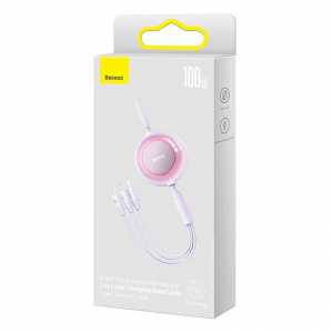 Baseus Bright Mirror 4 USB-C 3 az 1-ben kábel mikro USB Lightning USB-C 100W 3.5A 1.1m lila (CAMJ010205)